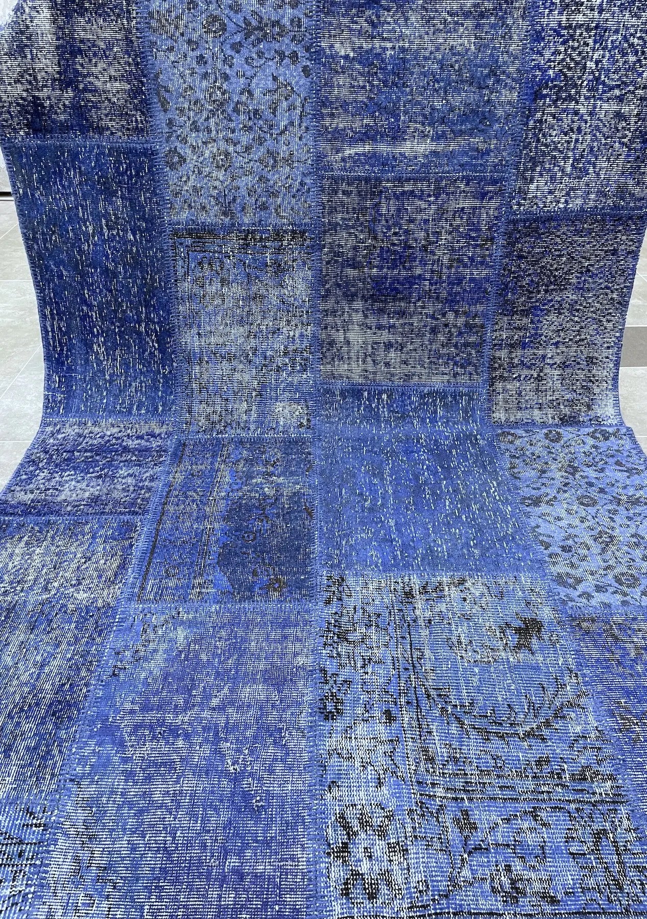 Baraball - Vintage Blue Patchwork Rug - kudenrugs