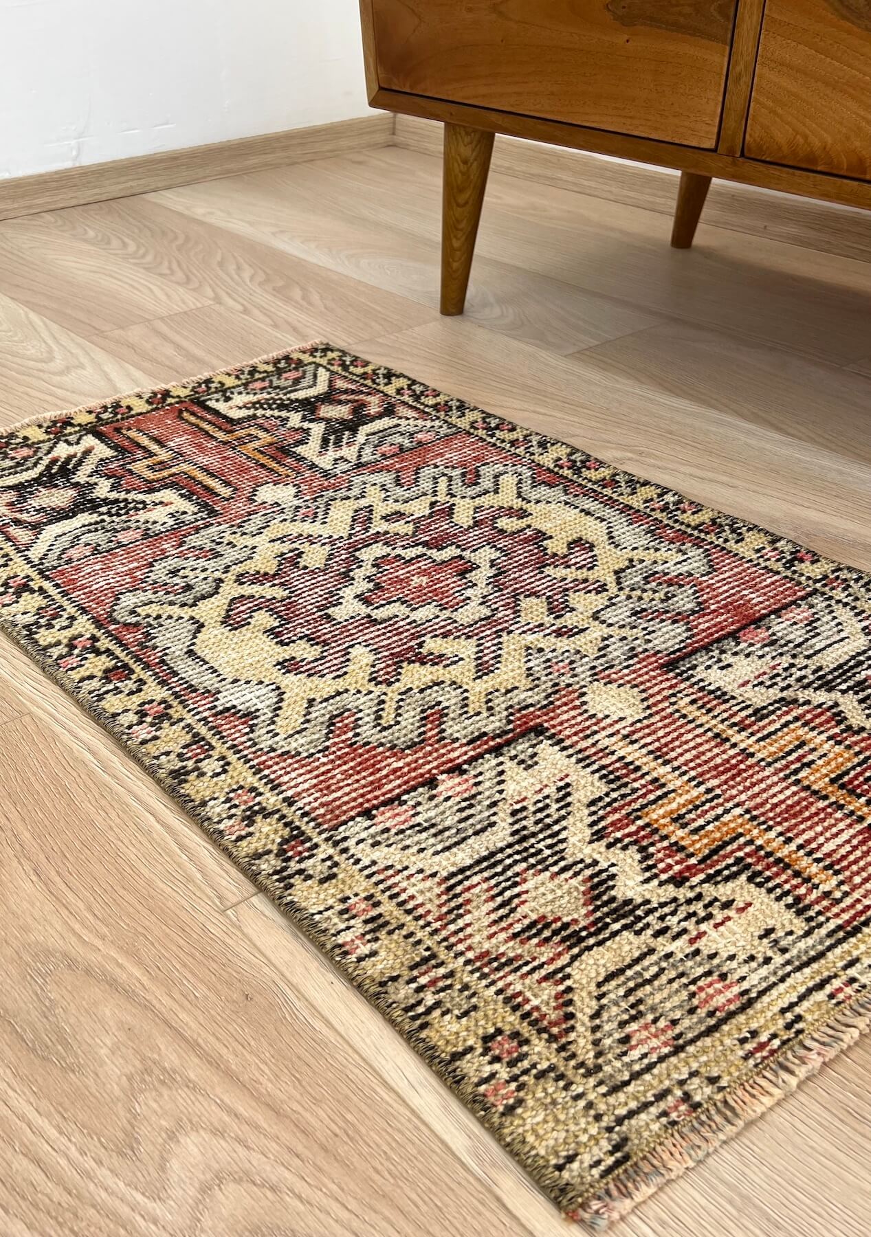 Bexley - Vintage Mini Red Area Rug - kudenrugs