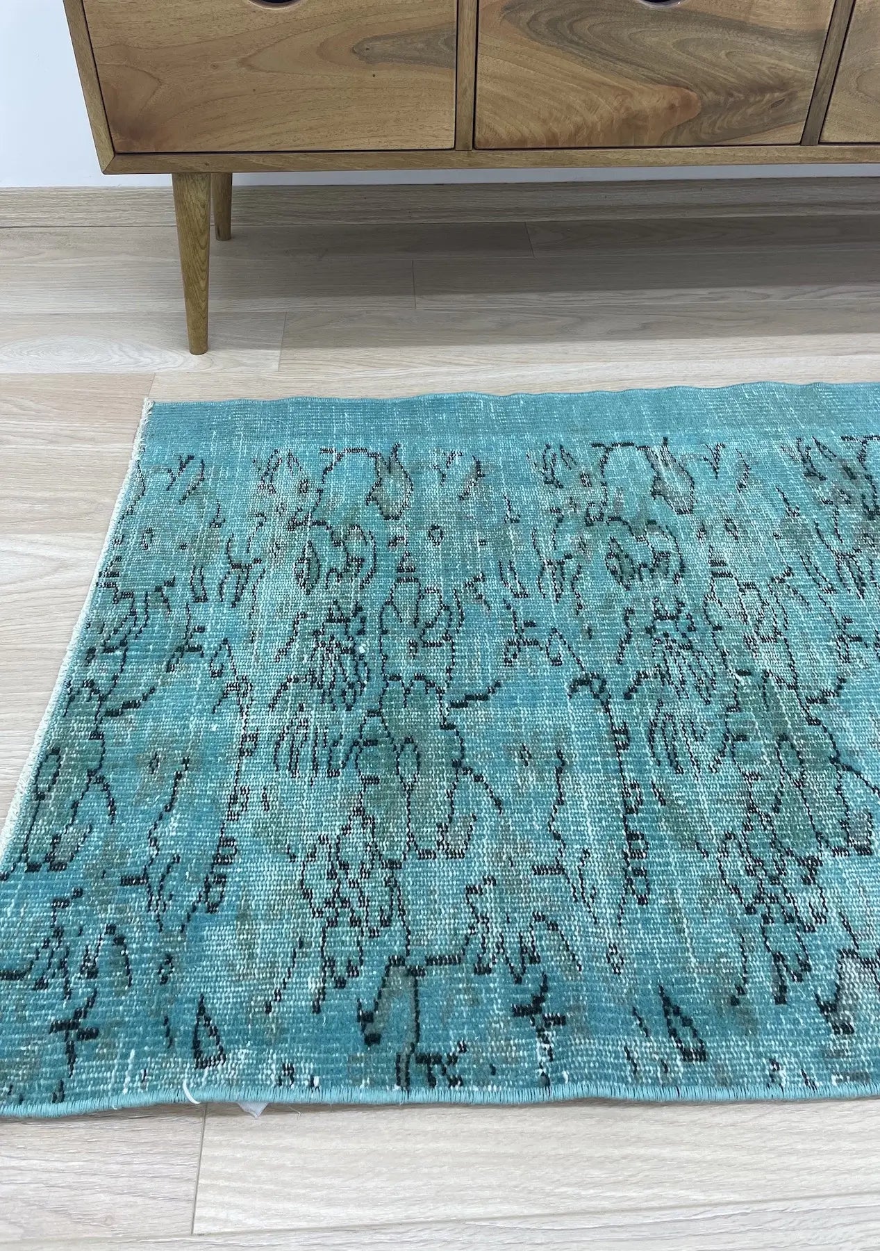 Aya - Vintage Blue Overdyed Rug - kudenrugs