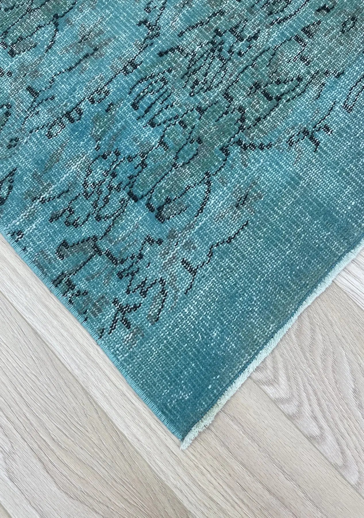 Aya - Vintage Blue Overdyed Rug - kudenrugs