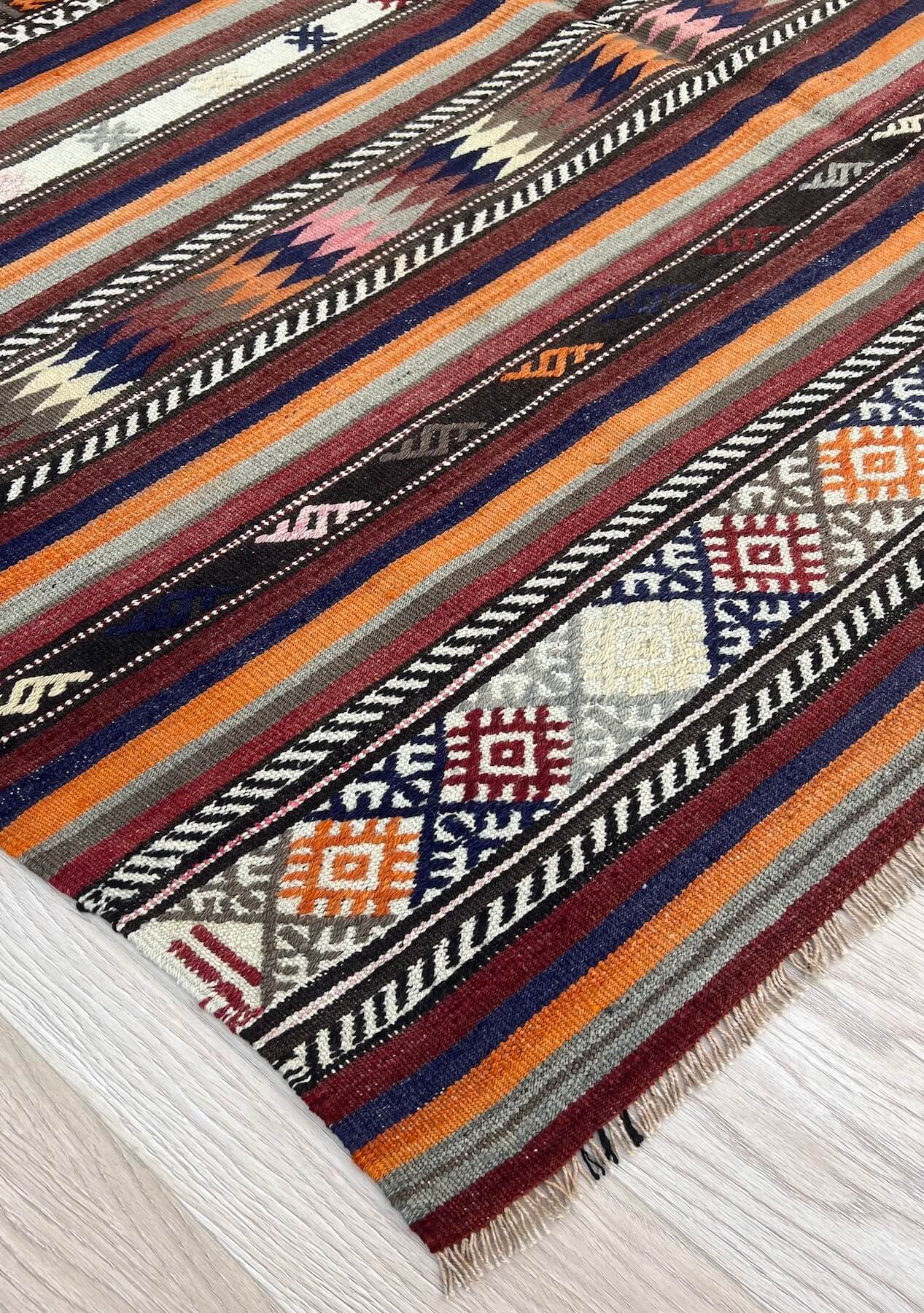 Brianna - Multi Color Turkish Kilim Rug - kudenrugs