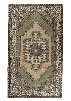 Bridget - Vintage Green Overdyed Rug - kudenrugs