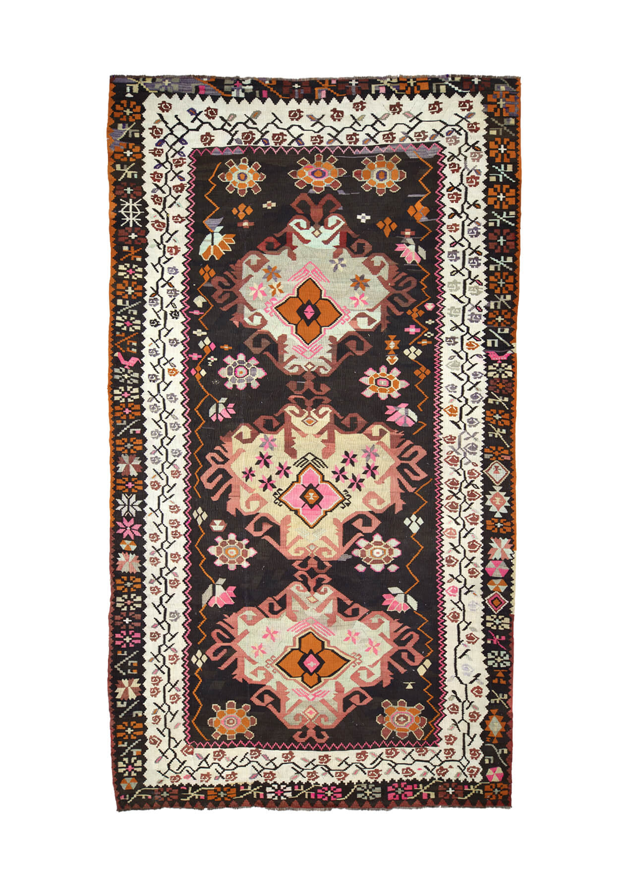 Briley - Black Turkish Kilim Rug - kudenrugs