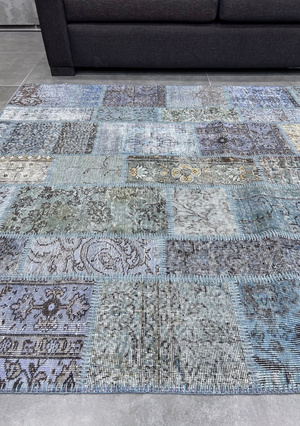 Cailyn - Vintage Blue Patchwork Rug - kudenrugs