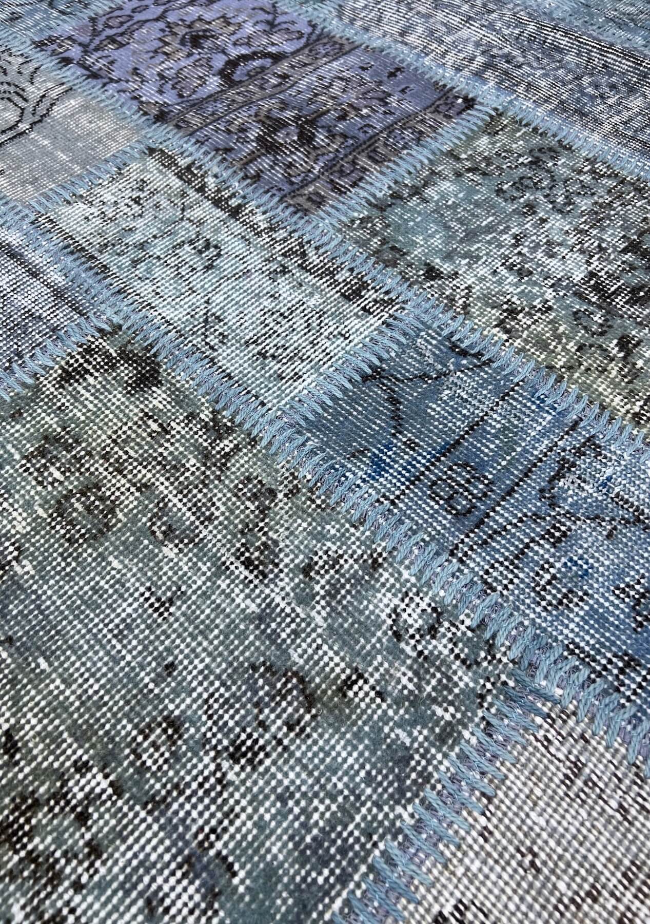Cailyn - Vintage Blue Patchwork Rug - kudenrugs