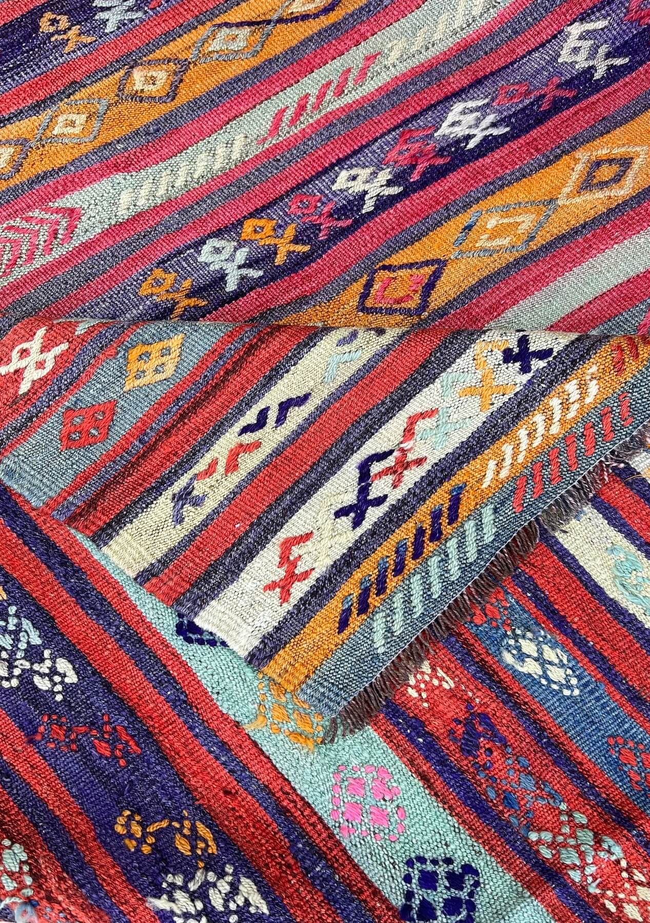 Cecelia - Multi Color Turkish Kilim Rug - kudenrugs