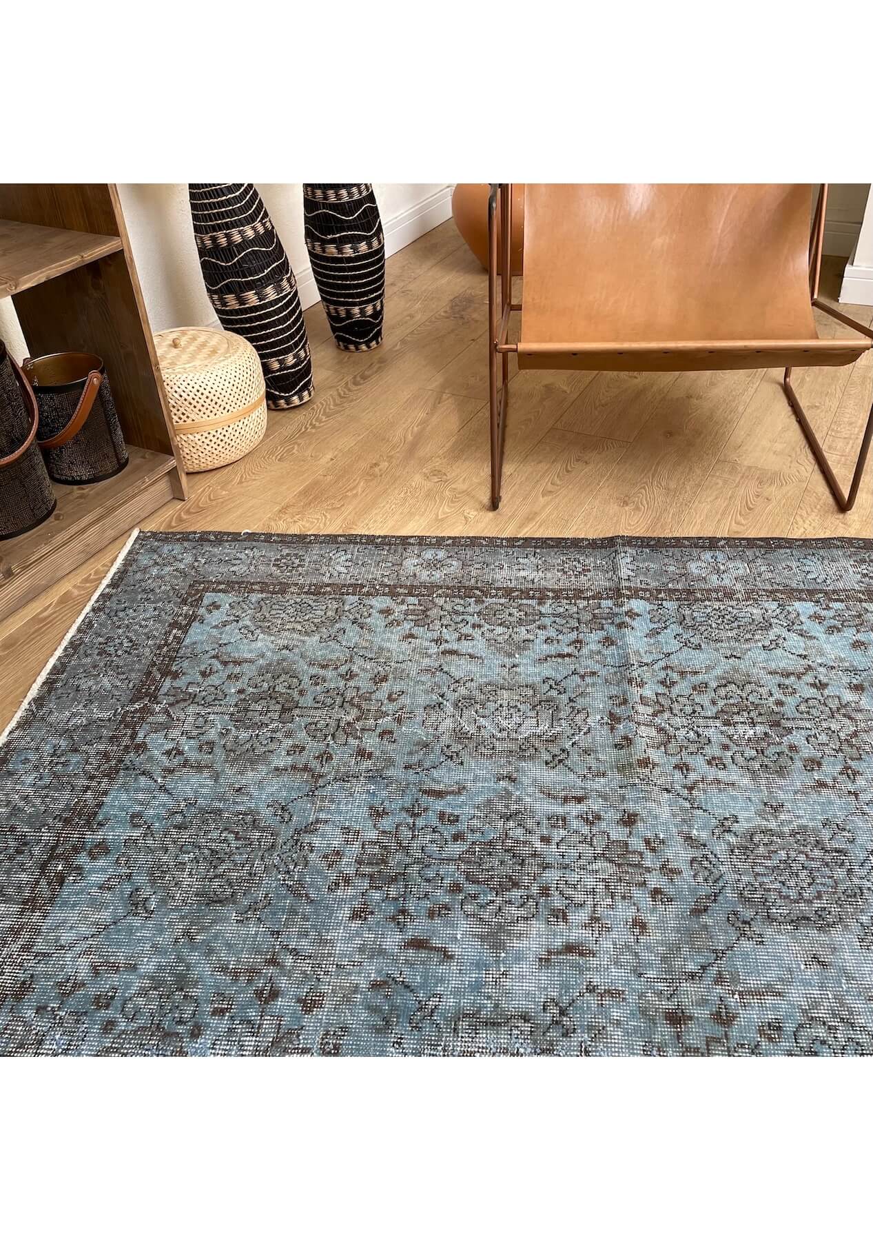 Charli - Vintage Blue Overdyed Rug - kudenrugs