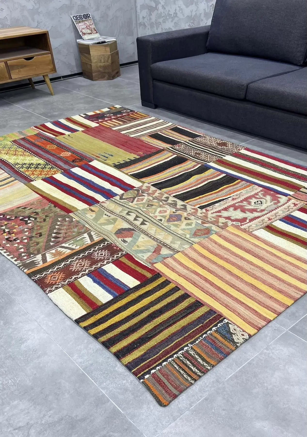 Cilia - Vintage Turkish Patchwork Rug - kudenrugs