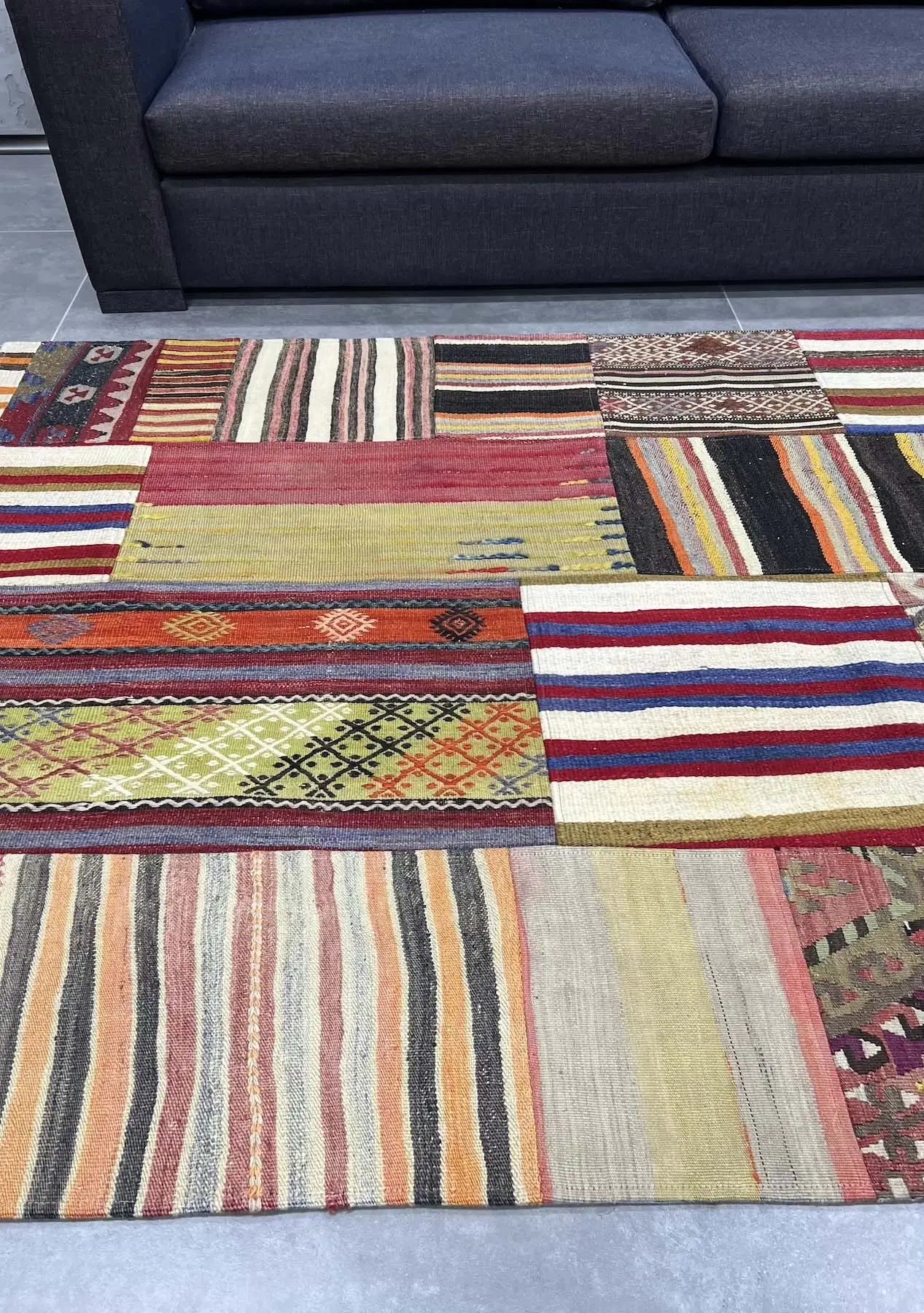 Cilia - Vintage Turkish Patchwork Rug - kudenrugs