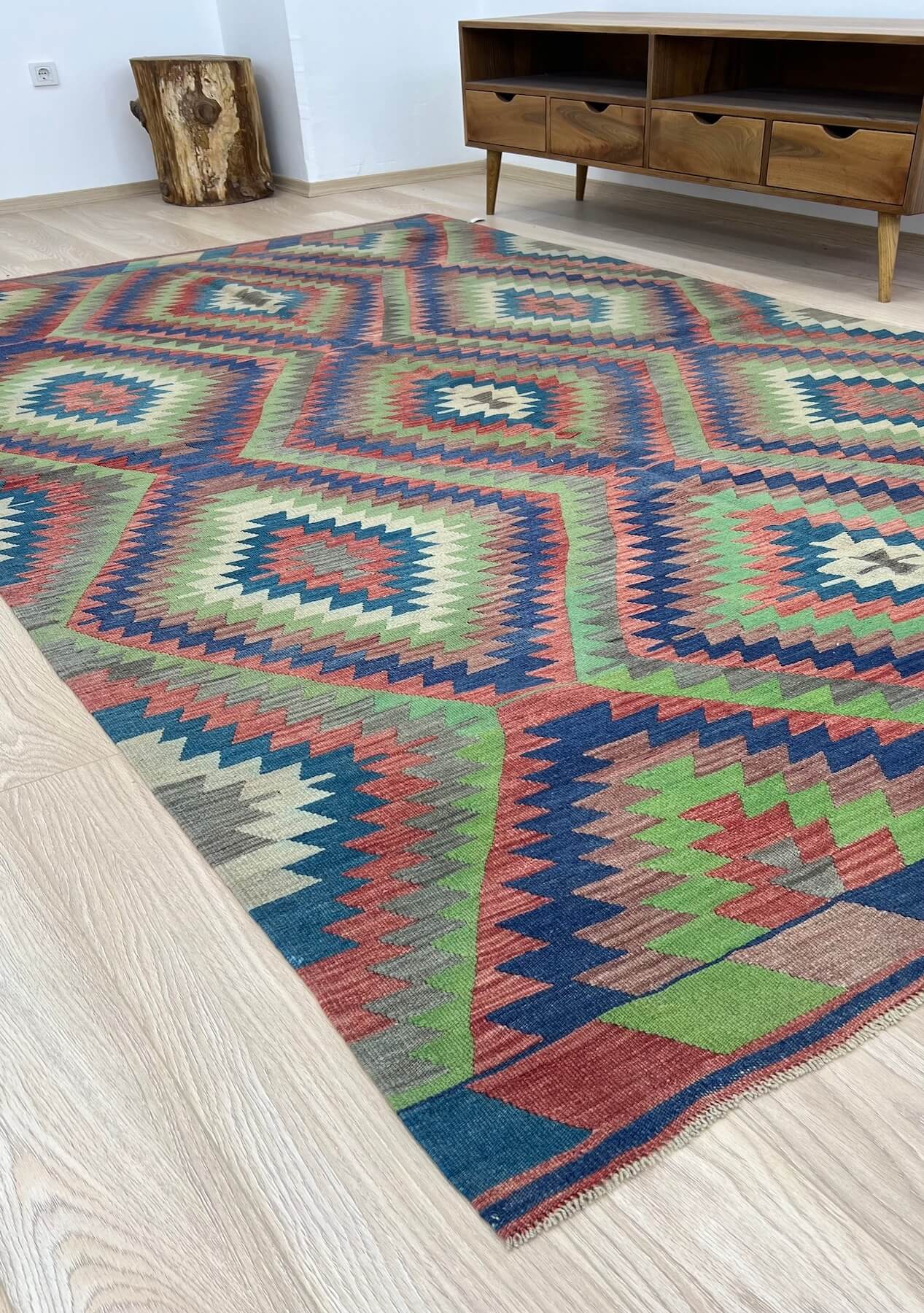 Cindy - Blue Turkish Kilim Rug - kudenrugs