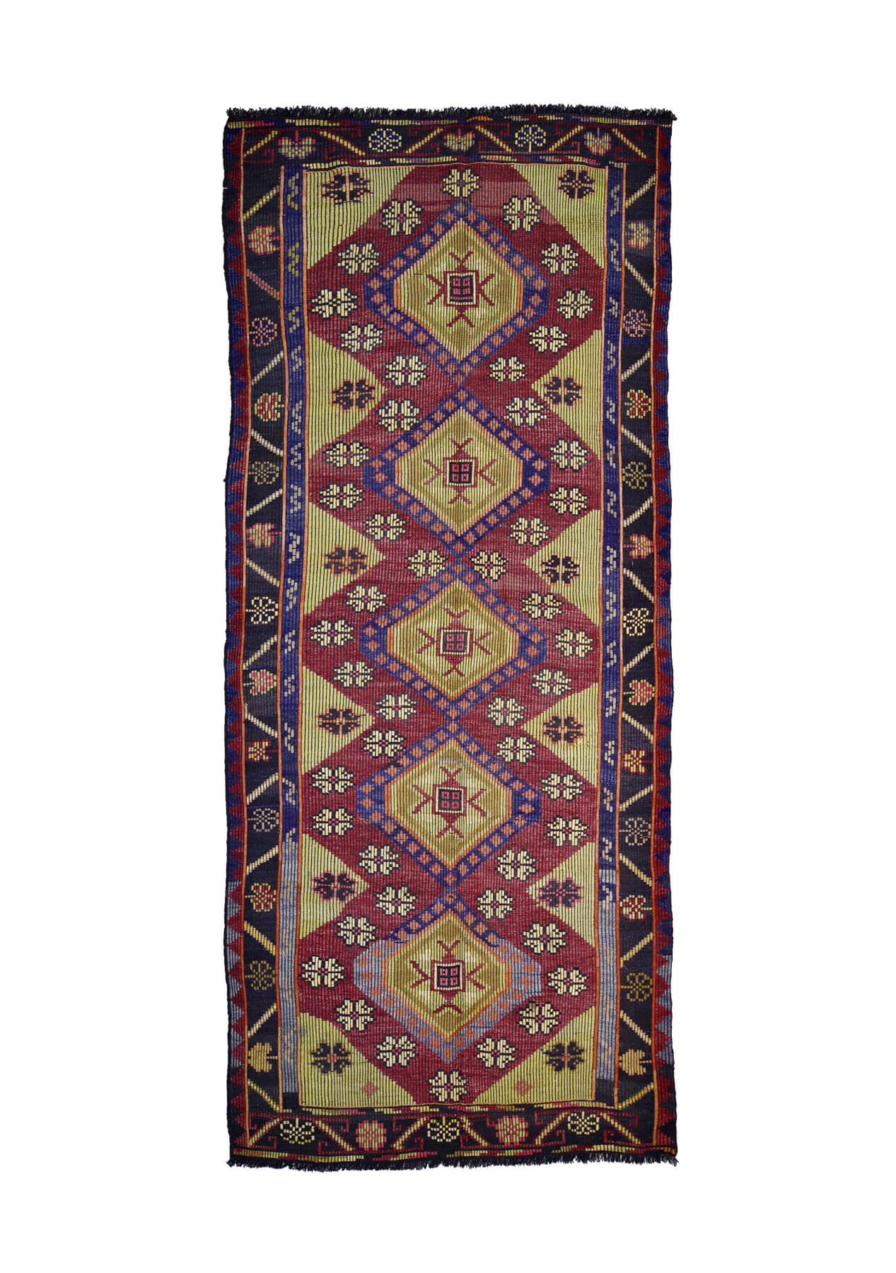 Cloe - Red Turkish Kilim Rug Runner - kudenrugs