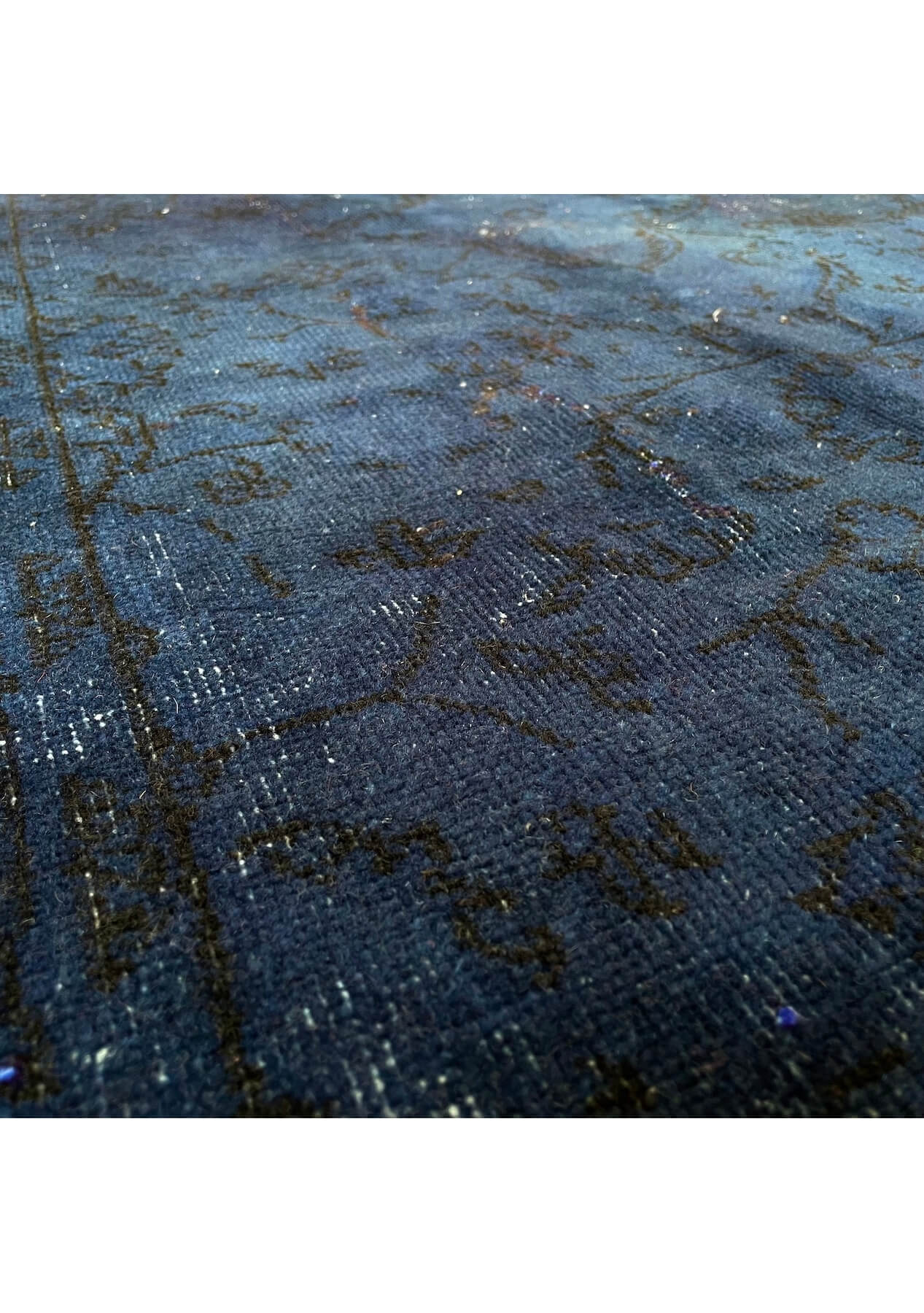 Debbie - Vintage Navy Blue Overdyed Rug - kudenrugs