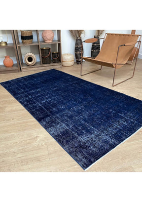 Denise - Vintage Navy Blue Overdyed Rug - kudenrugs