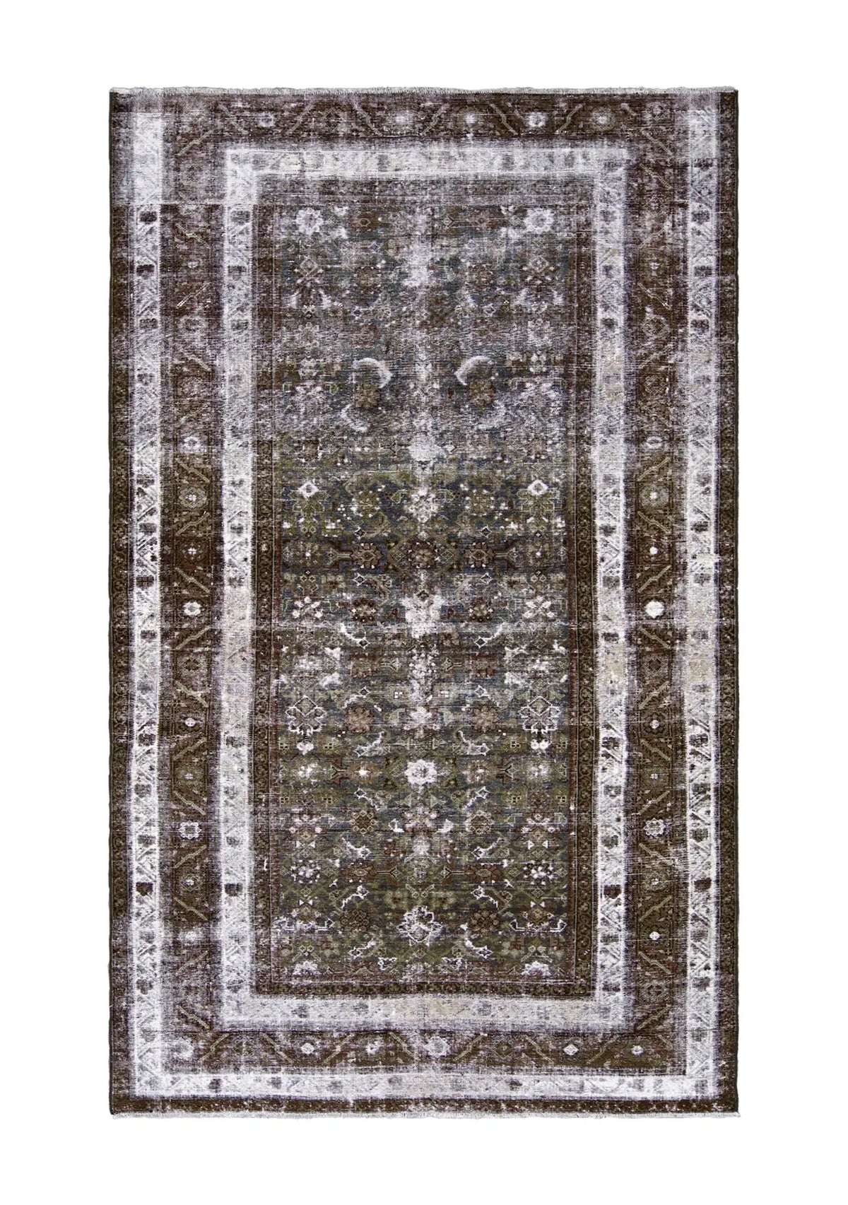 Persian Area Bedroom 4x5 Hand Knotted Gray Rug Vintage Rug 1081/13