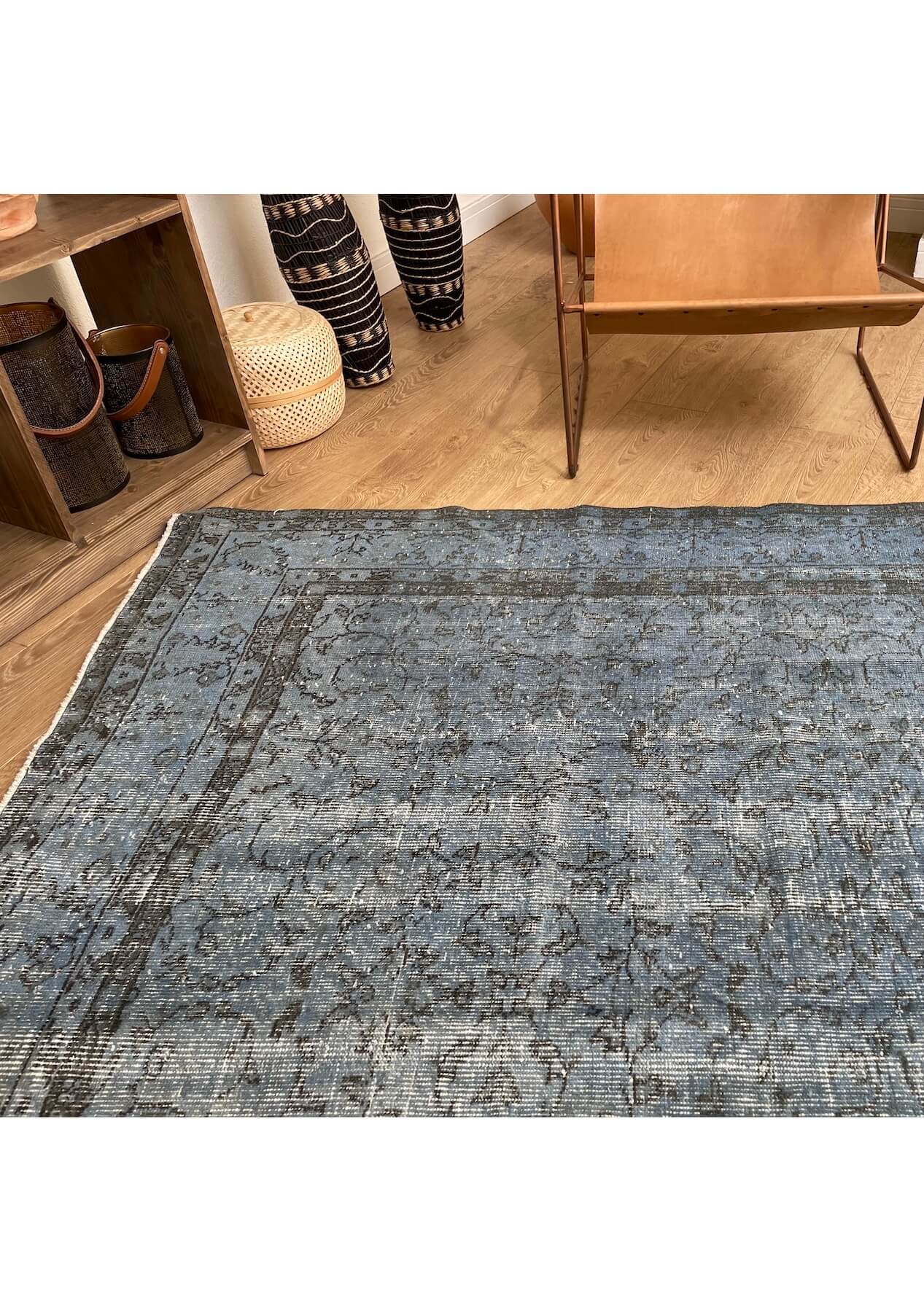 Eden - Vintage Blue Overdyed Rug - kudenrugs