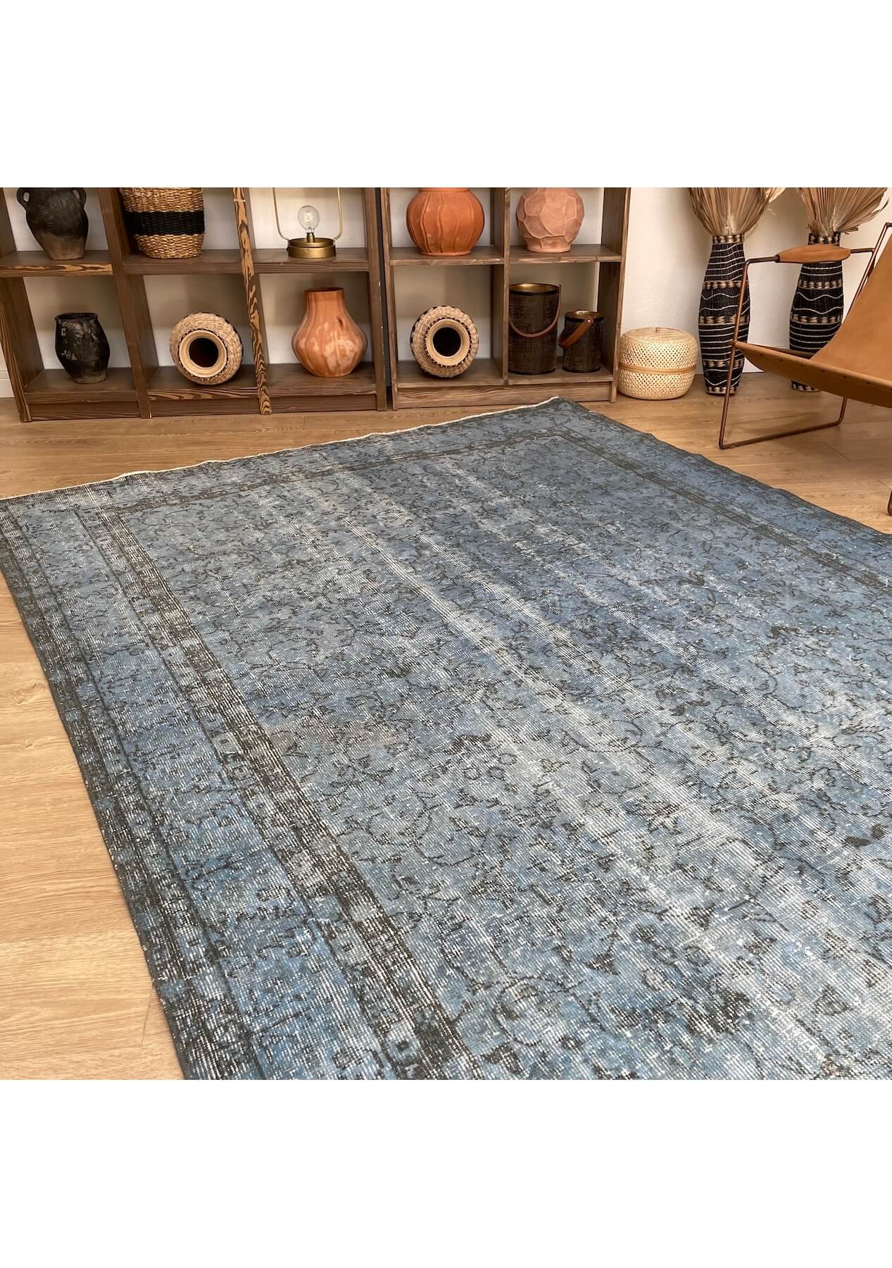 Eden - Vintage Blue Overdyed Rug - kudenrugs