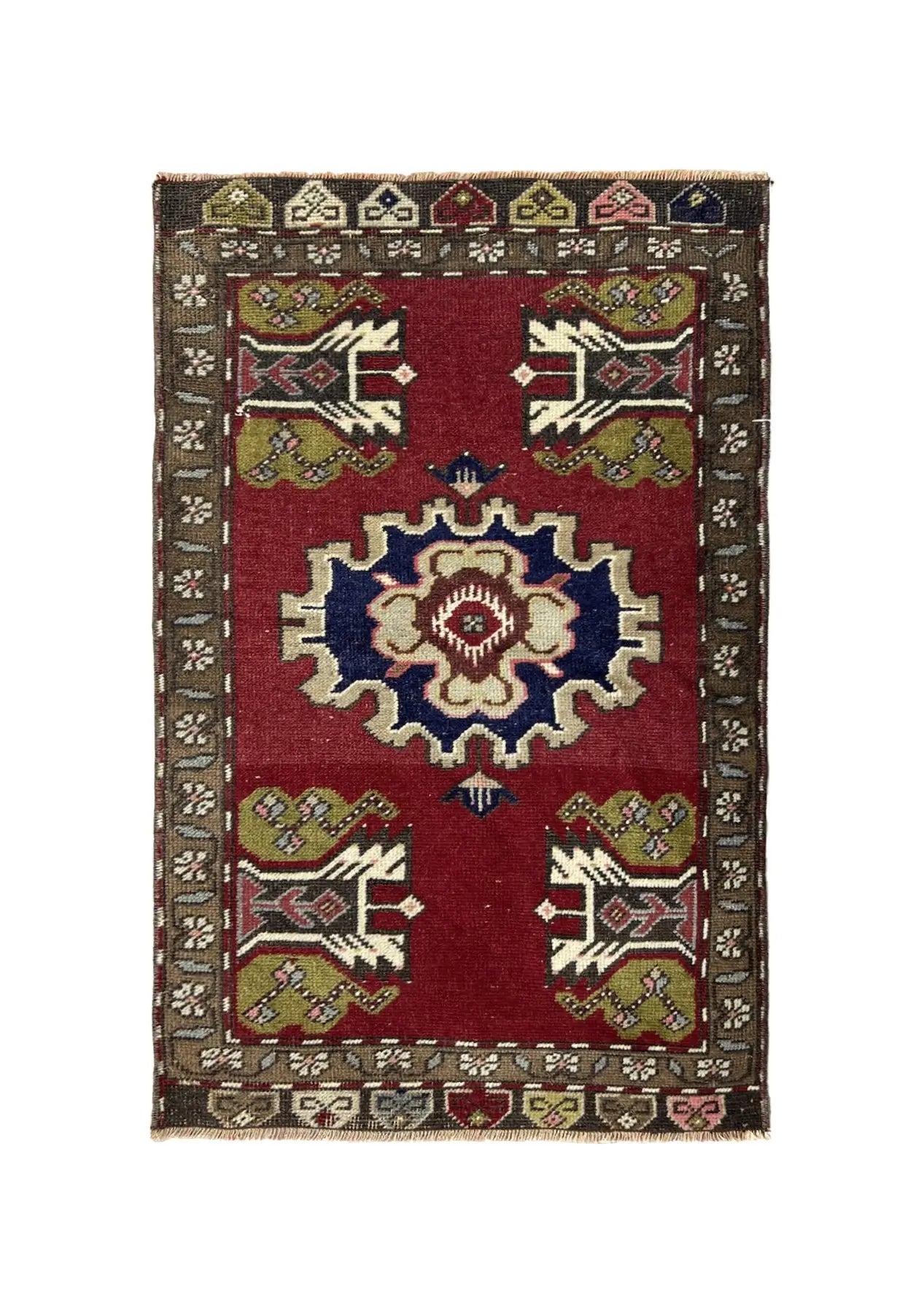 Elita - Vintage Mini Red Area Rug - kudenrugs