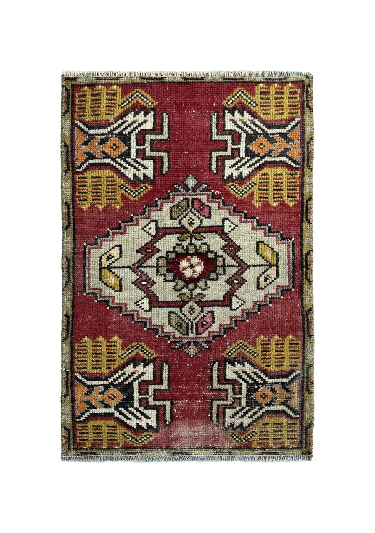 Elodee - Vintage Mini Red Area Rug - kudenrugs