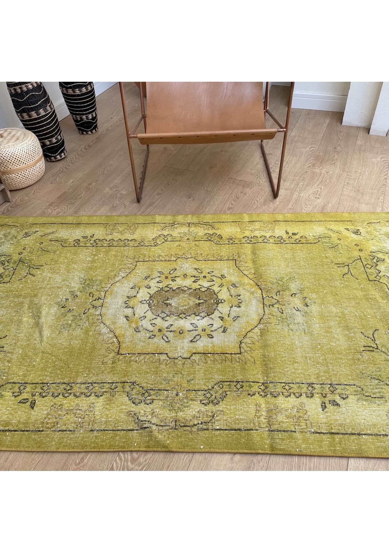 Elsie - Vintage Yellow Overdyed Rug - kudenrugs
