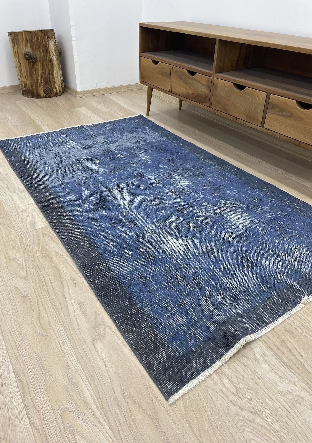 Emmie - Vintage Blue Overdyed Rug - kudenrugs