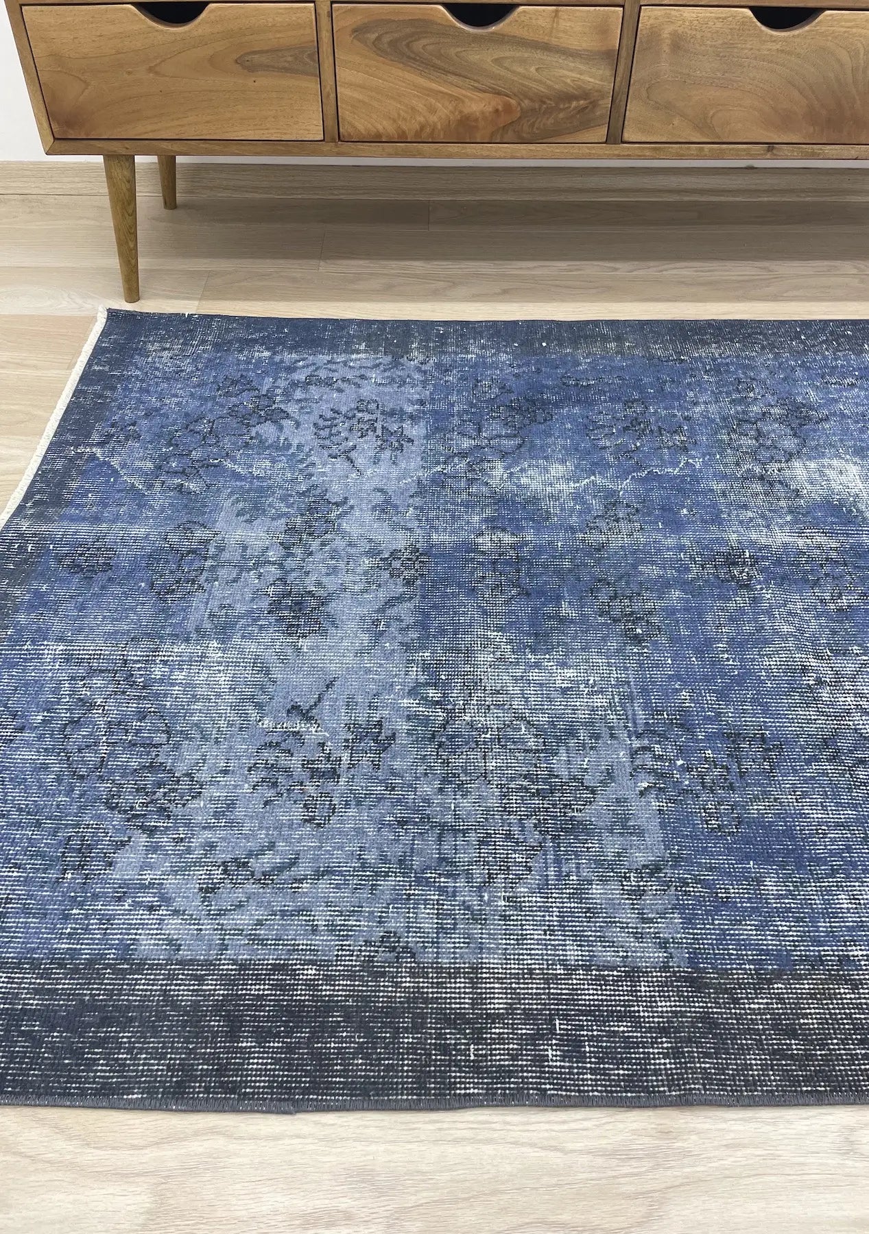 Emmie - Vintage Blue Overdyed Rug - kudenrugs