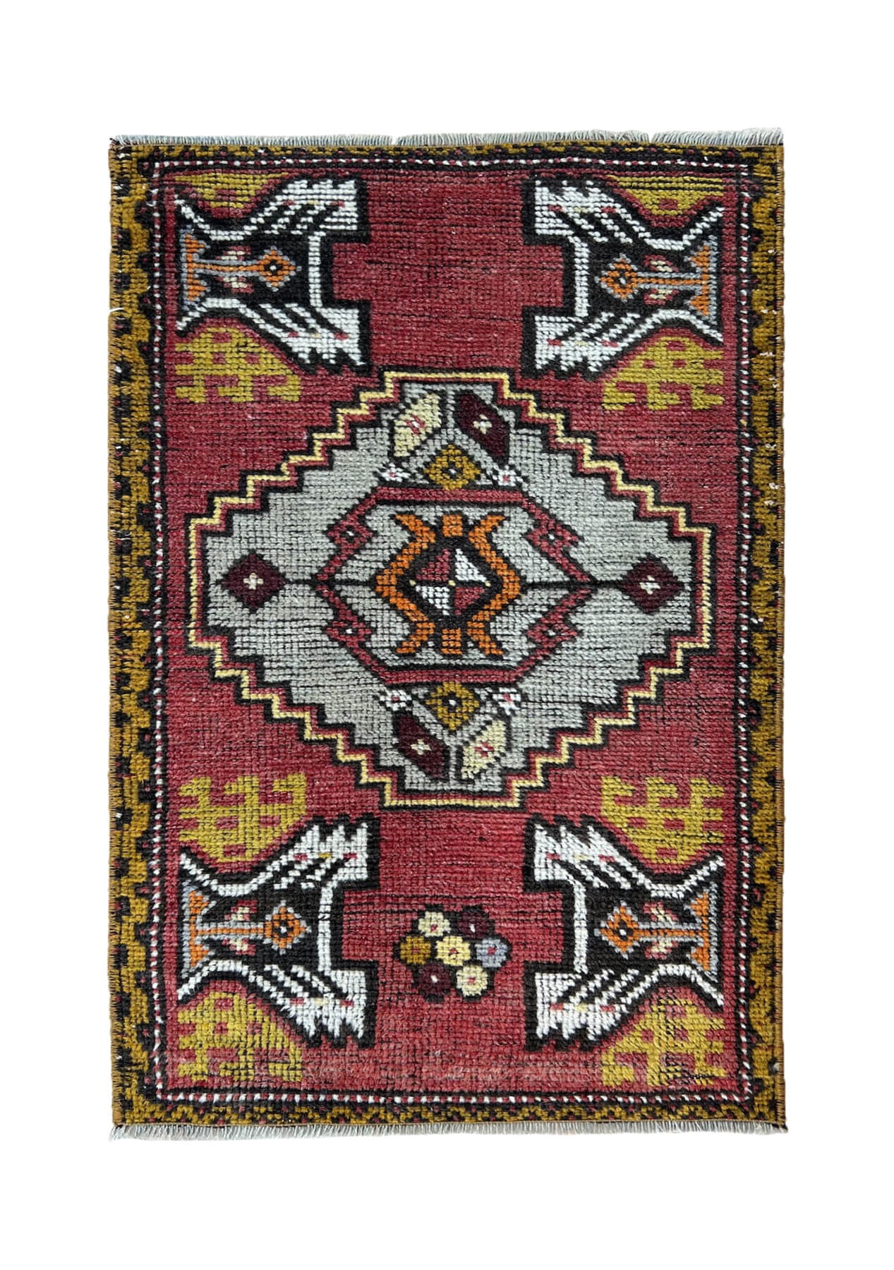 Erma - Vintage Mini Red Area Rug - kudenrugs