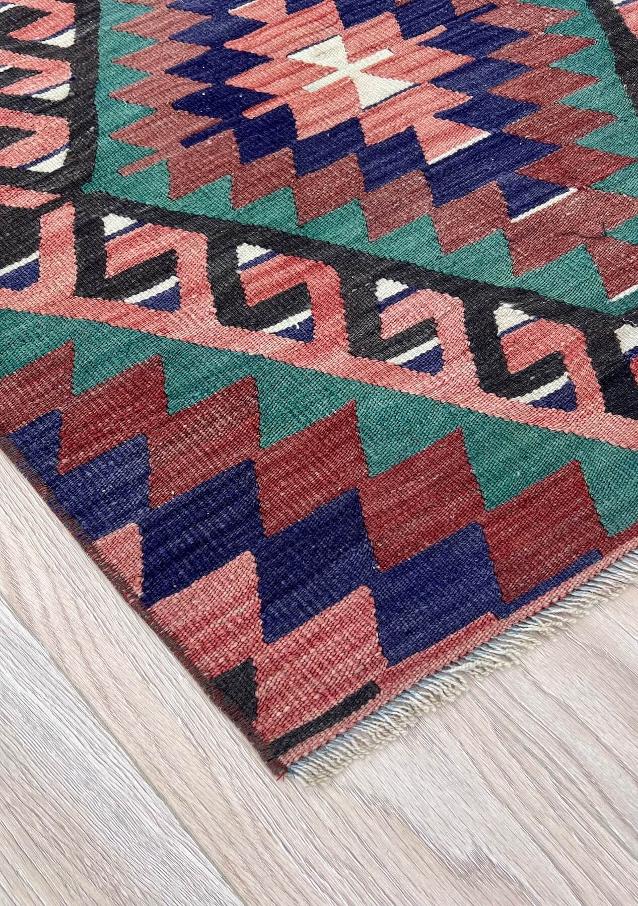 Essence - Multi Color Turkish Kilim Rug Runner - kudenrugs