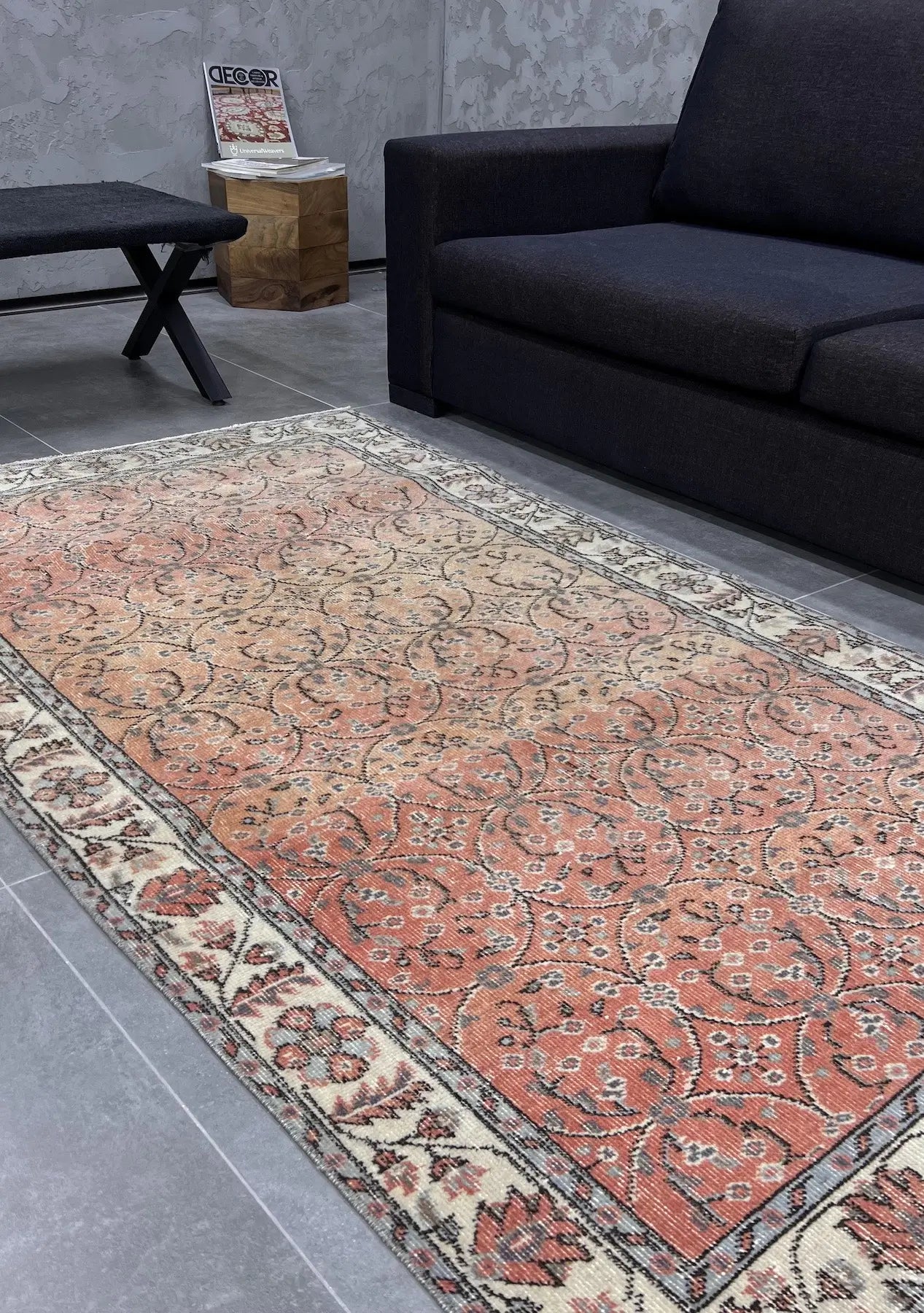 Fiona - Vintage Orange Antique Washed Rug - kudenrugs