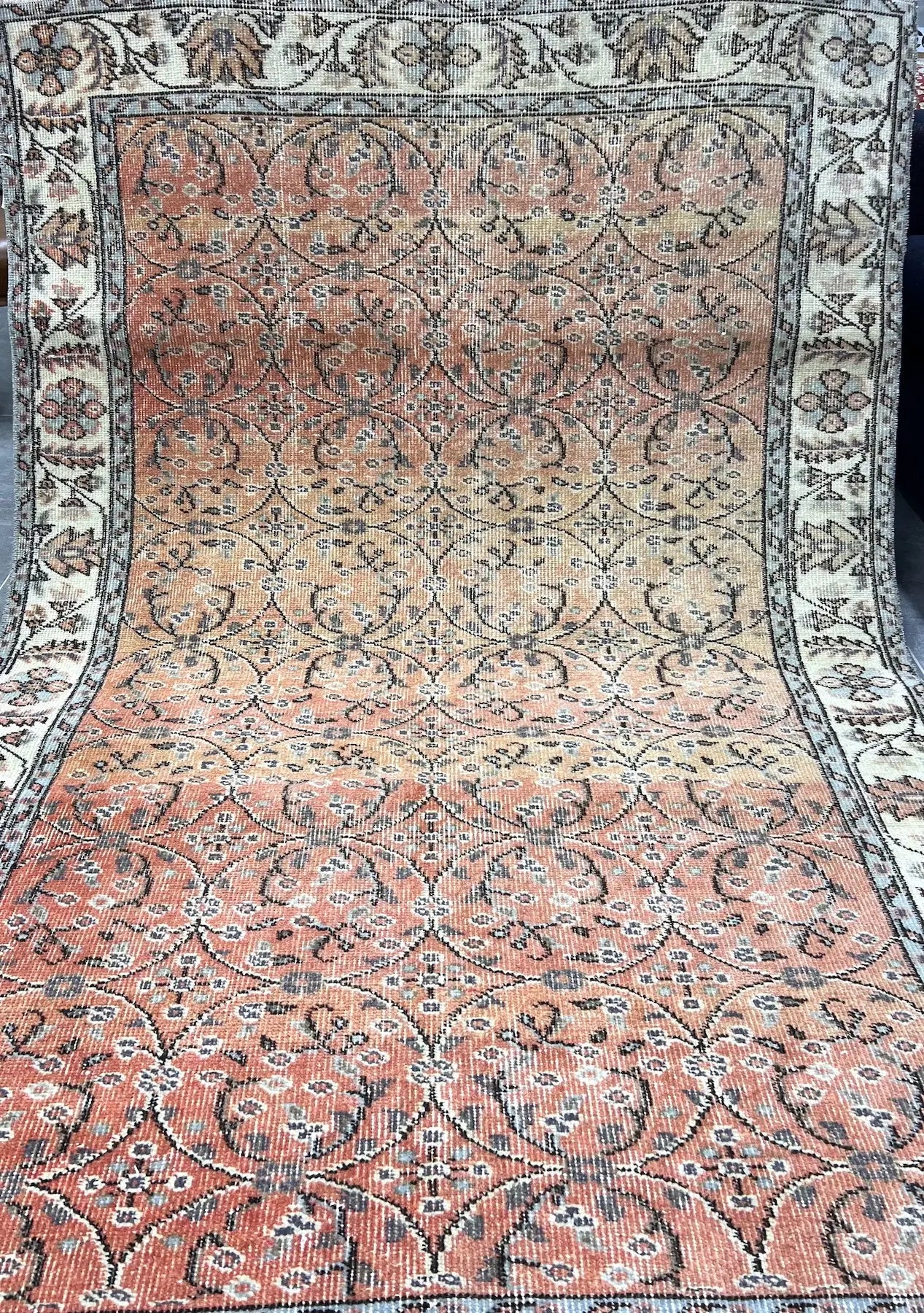 Fiona - Vintage Orange Antique Washed Rug - kudenrugs