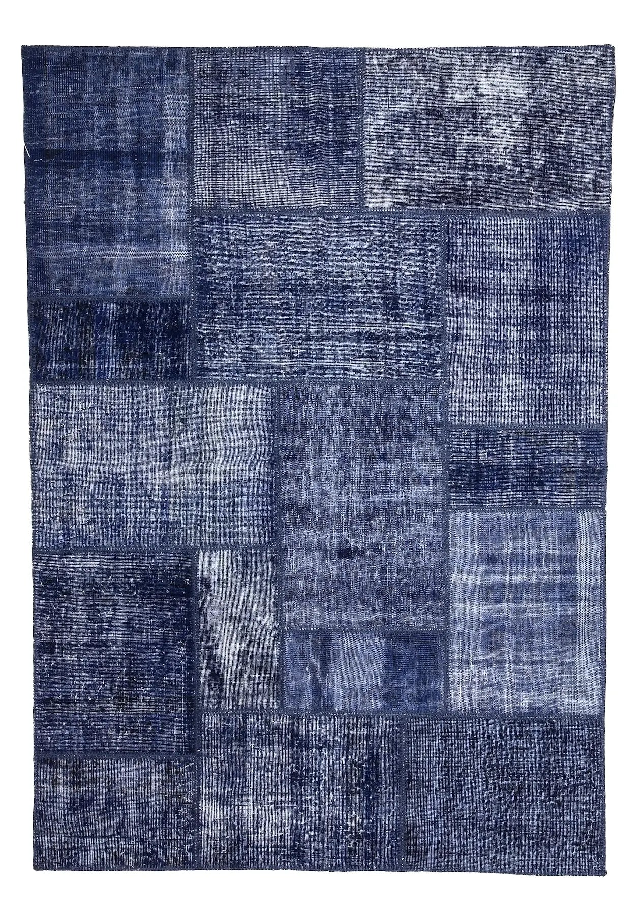 Fyoniah - Vintage Navy Blue Patchwork Rug - kudenrugs