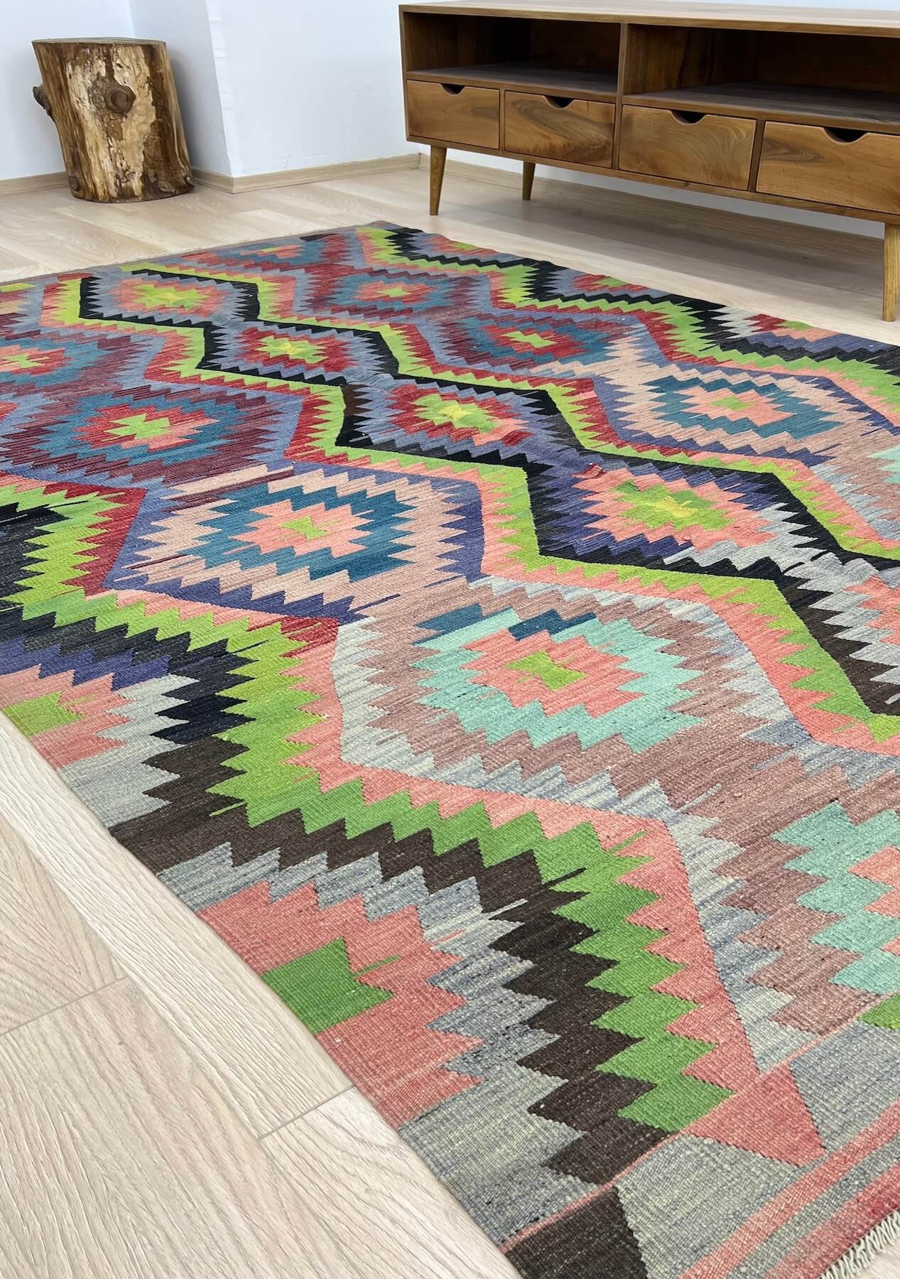 Mylie - Blue Turkish Kilim Rug - kudenrugs