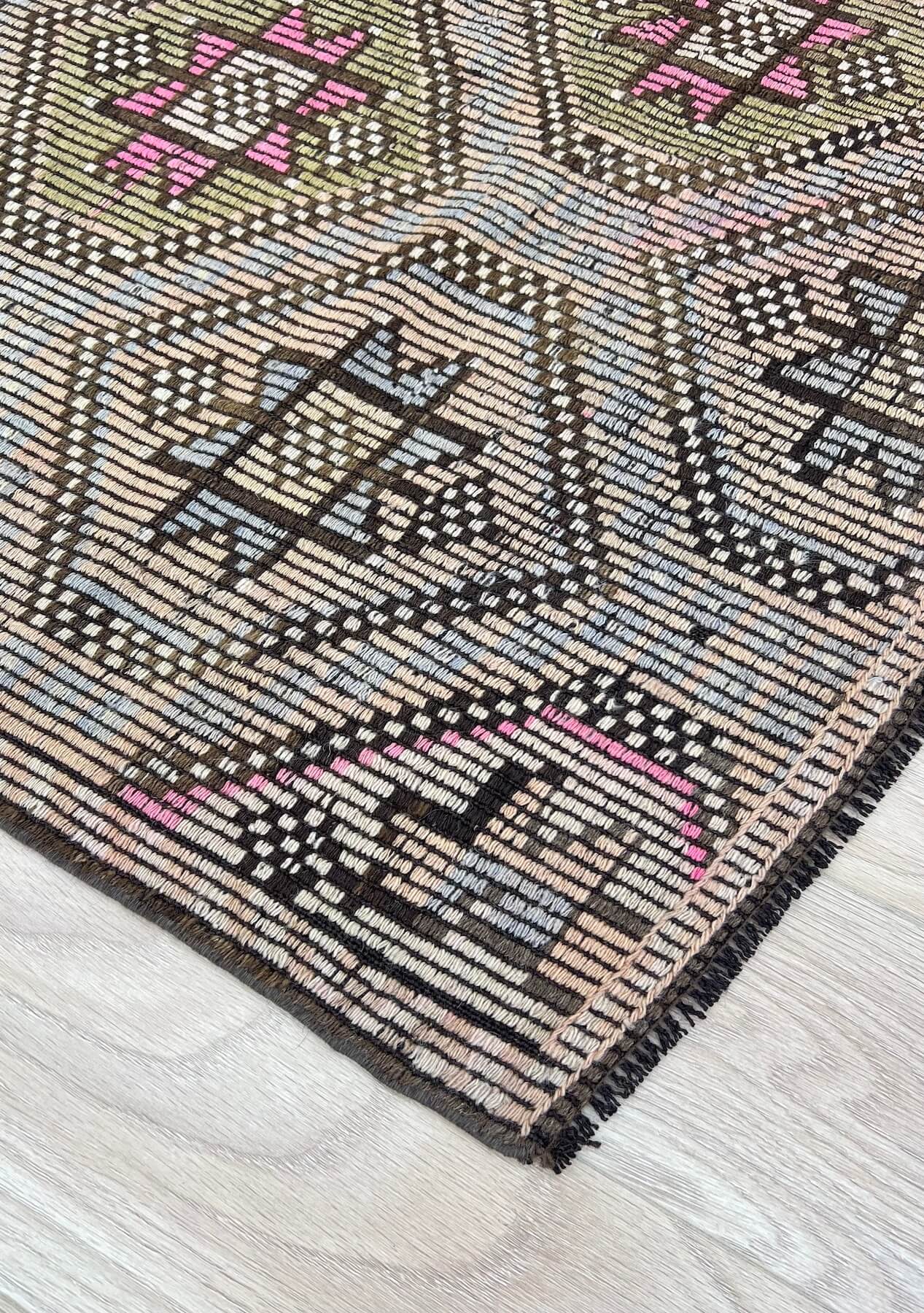 Gillian - Brown Turkish Kilim Rug - kudenrugs