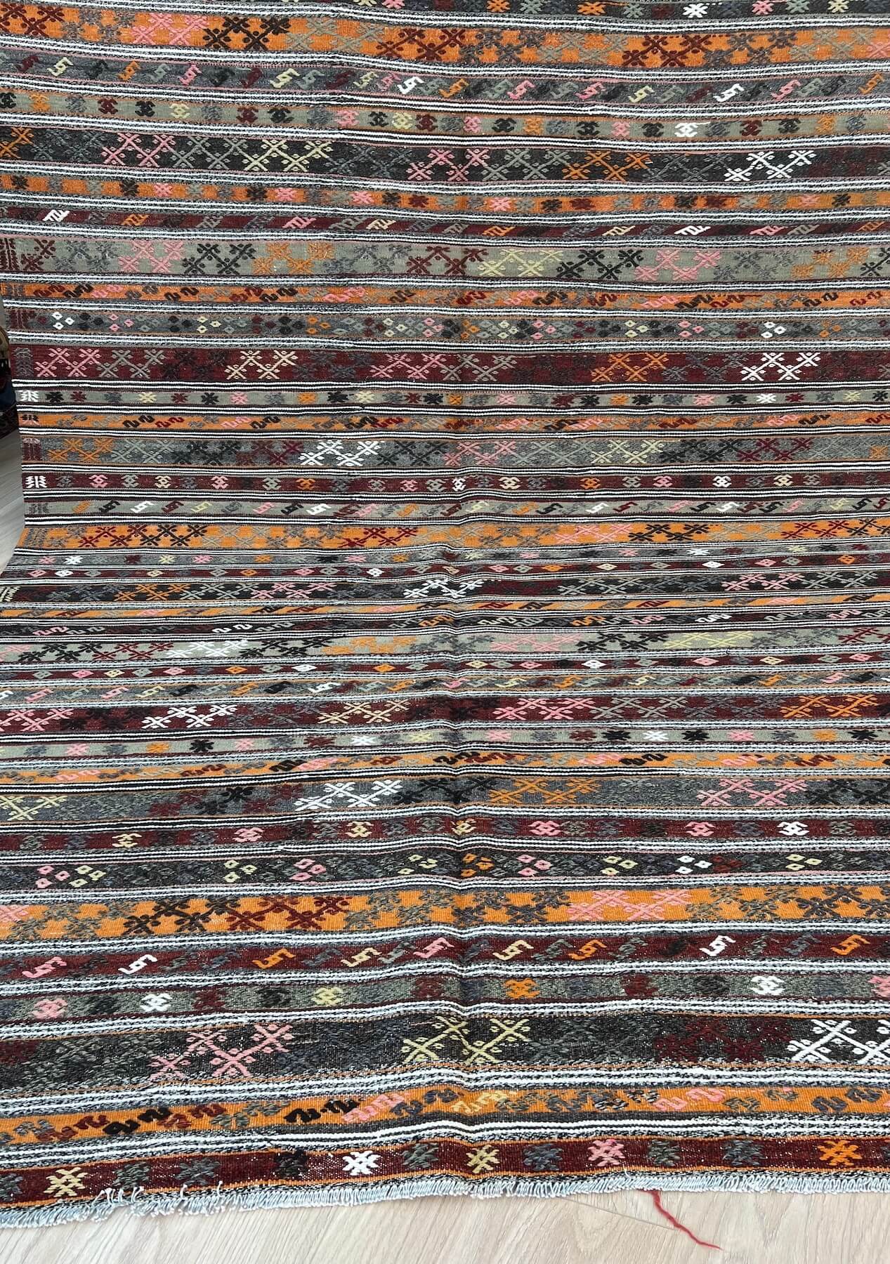 Guadalupe - Multi Color Turkish Kilim Rug - kudenrugs