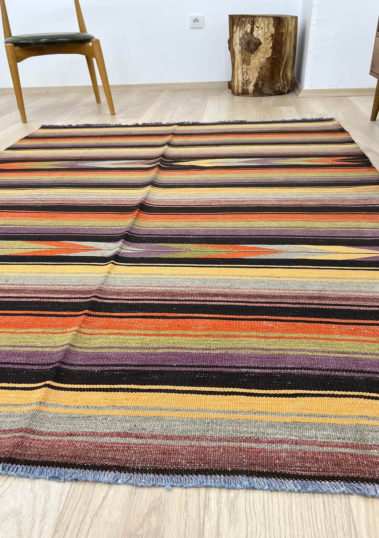 Aryanna - Multi Color Turkish Kilim Rug - kudenrugs