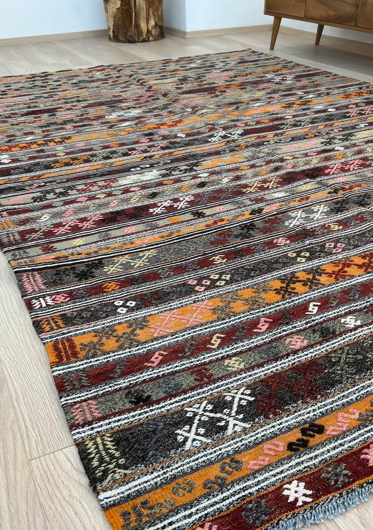 Guadalupe - Multi Color Turkish Kilim Rug - kudenrugs