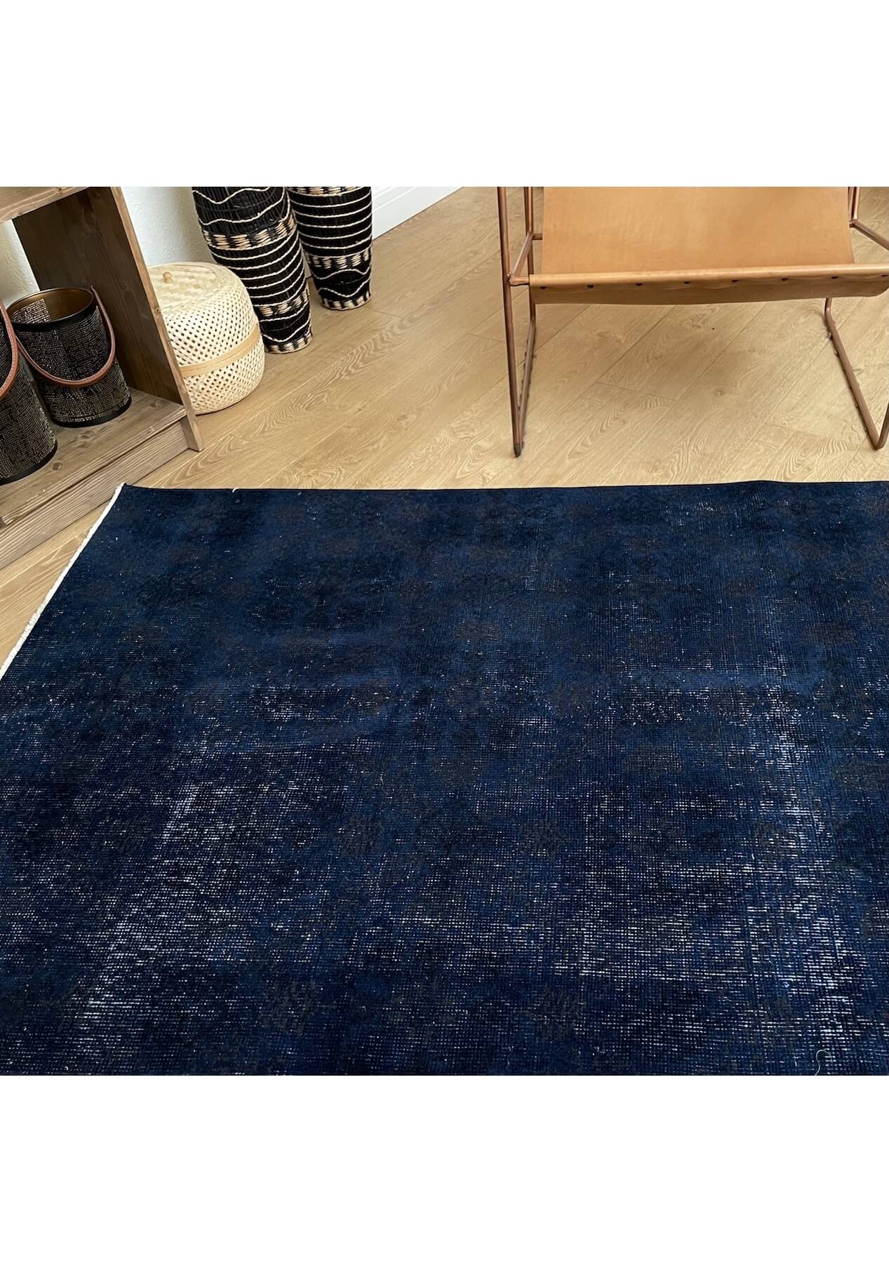 Helene - Vintage Navy Blue Overdyed Rug - kudenrugs
