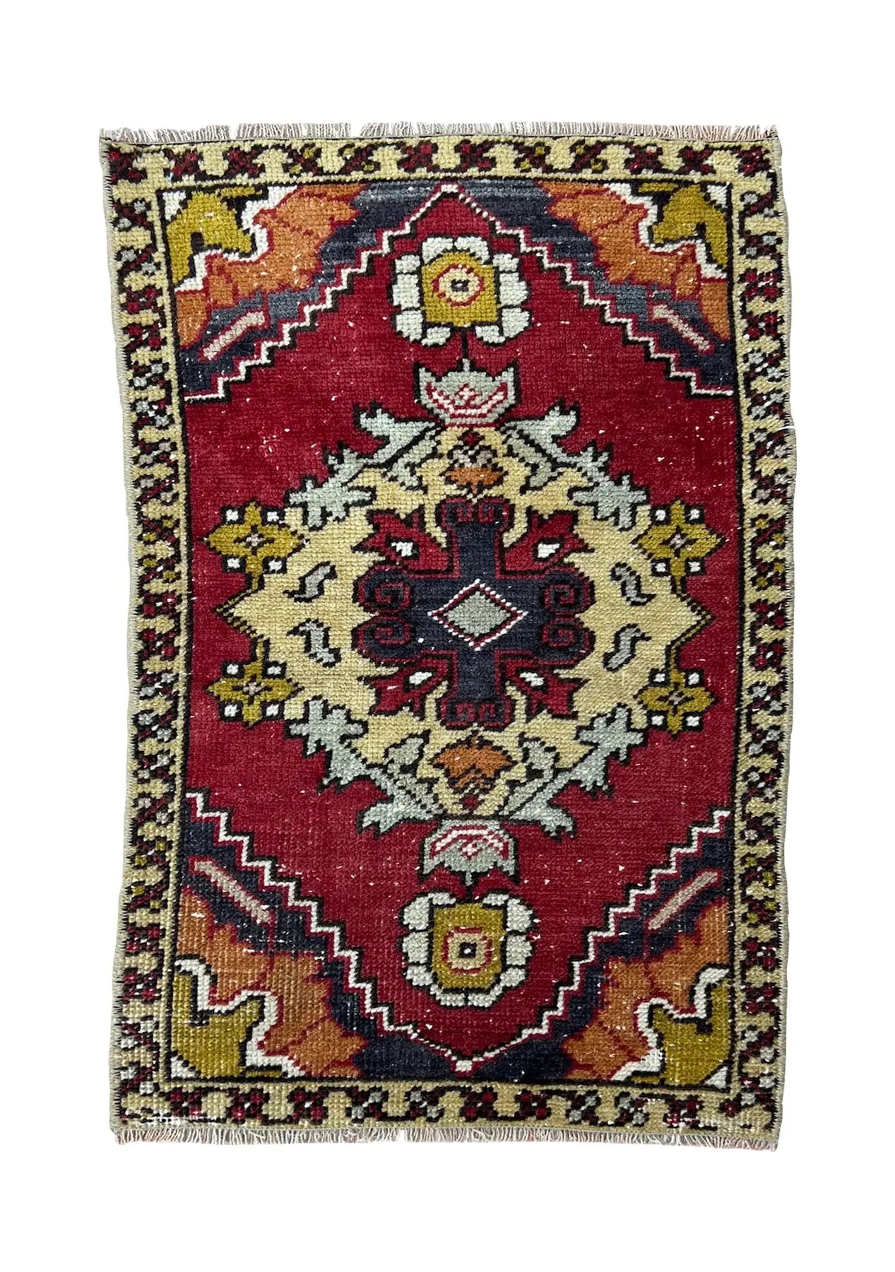 Henning - Vintage Mini Red Area Rug - kudenrugs