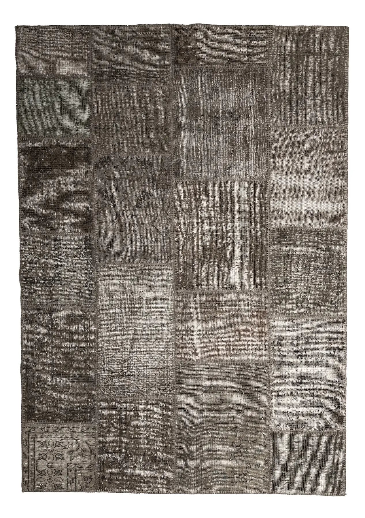 Dolores - Vintage Brown Patchwork Rug - kudenrugs