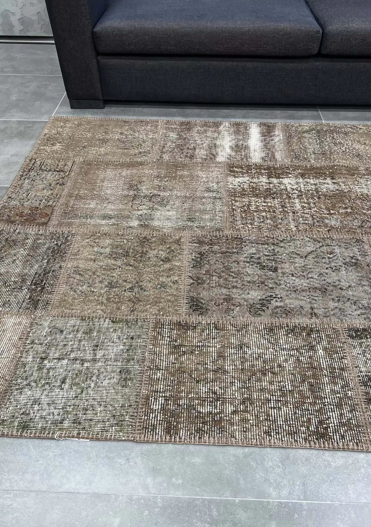 Dolores - Vintage Brown Patchwork Rug - kudenrugs