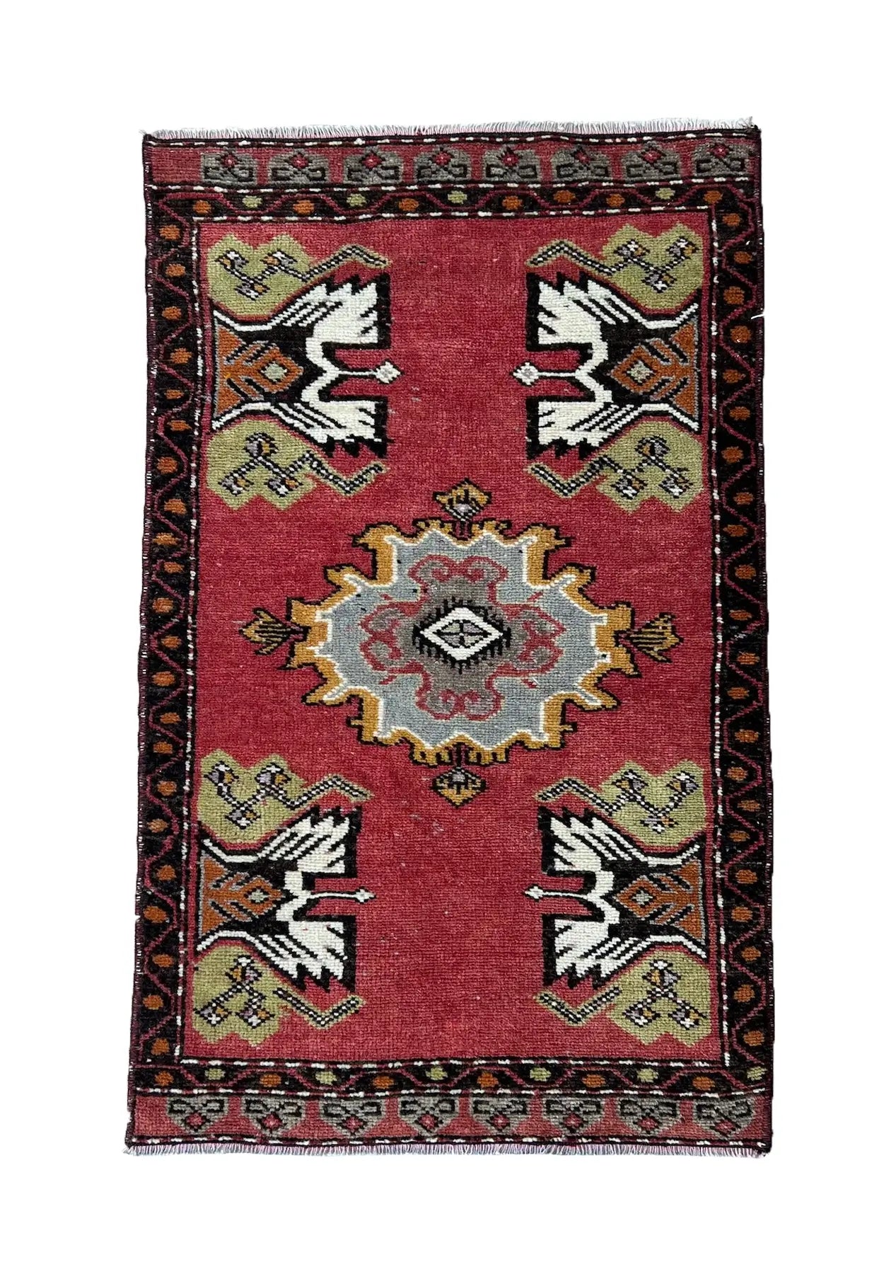 Idalina - Vintage Mini Red Area Rug - kudenrugs