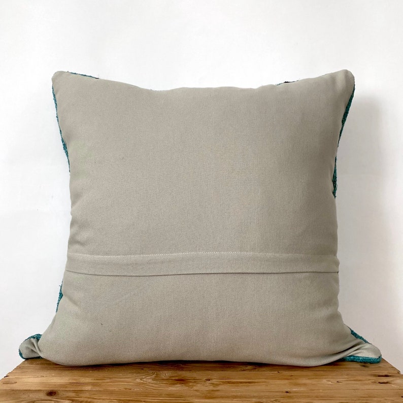 Gilane - Turquoise Hemp Pillow Cover - kudenrugs