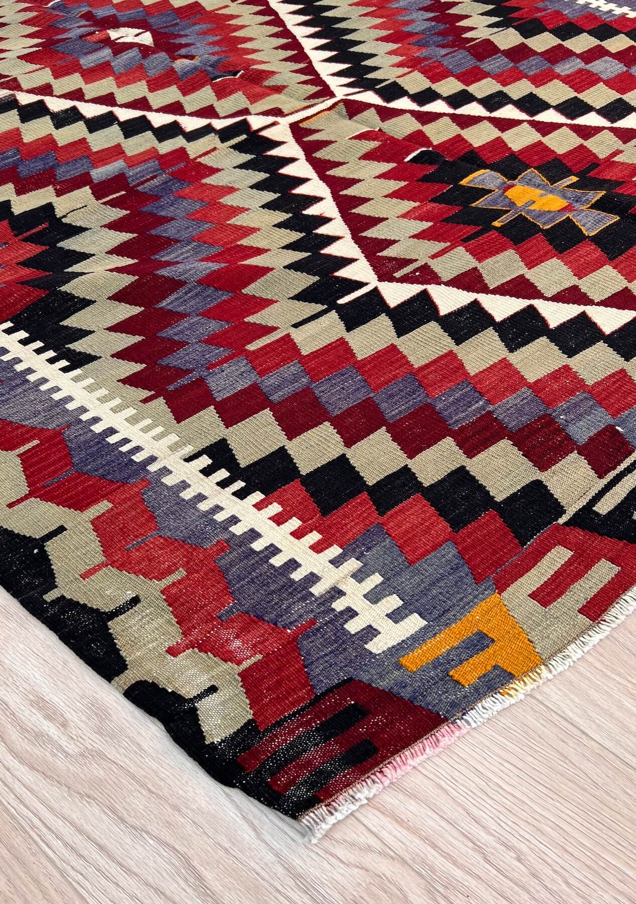 Imani - Multi Color Turkish Kilim Rug - kudenrugs