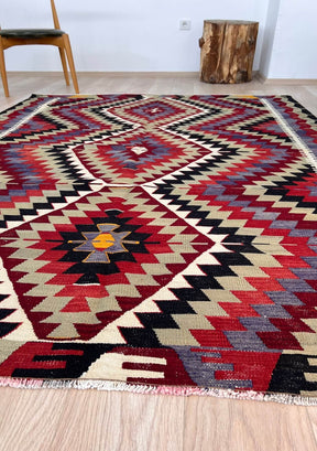 Imani - Multi Color Turkish Kilim Rug - kudenrugs