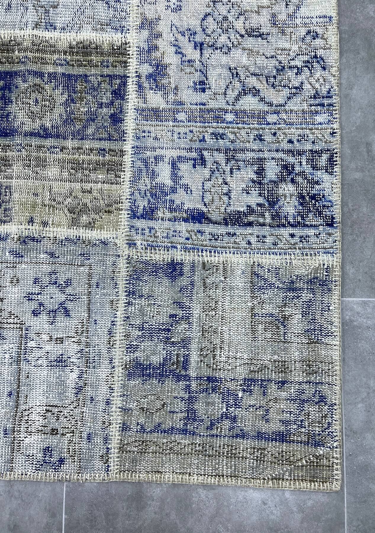 India - Vintage Blue Patchwork Rug - kudenrugs