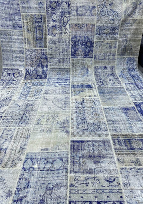 India - Vintage Blue Patchwork Rug - kudenrugs