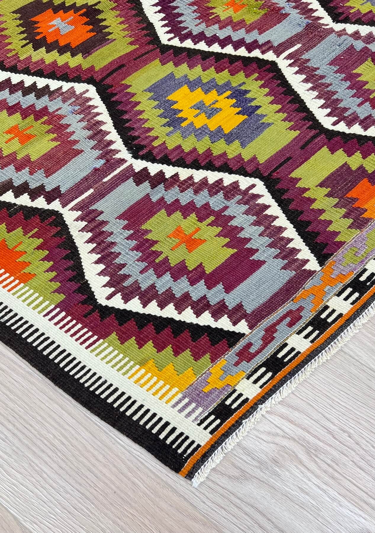 Ingrid - Multi Color Turkish Kilim Rug - kudenrugs