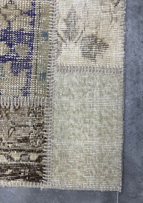 Irene - Vintage Beige Patchwork Rug - kudenrugs