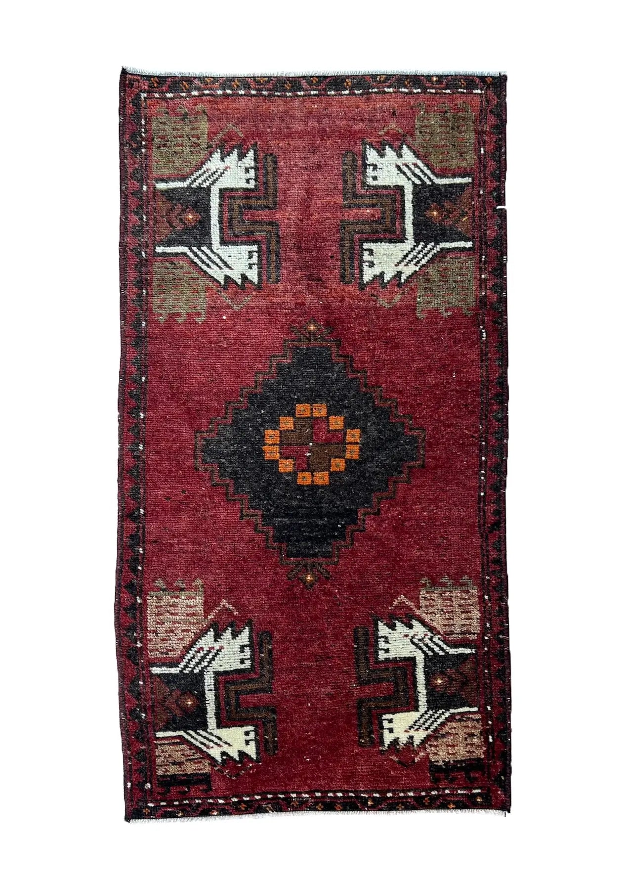 Isha - Vintage Mini Red Area Rug - kudenrugs