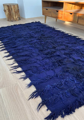 Isis - Blue Turkish Tulu Rug Runner - kudenrugs