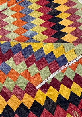 Iyana - Multi Color Turkish Kilim Rug - kudenrugs